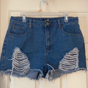 NWOT High Waisted Destroyed Denim Shorts